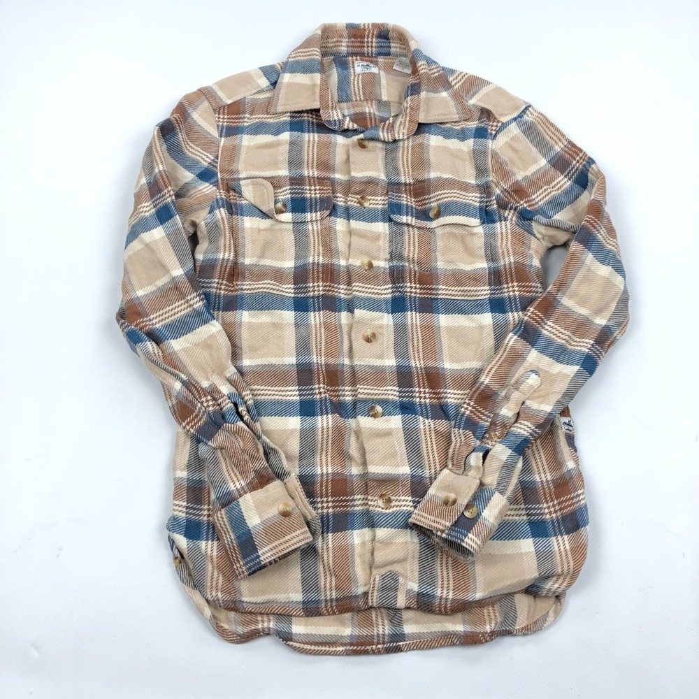 Atlantic Rancher Flannel Shirt Mens Small Cotton Linen Blend Bayman Plaid